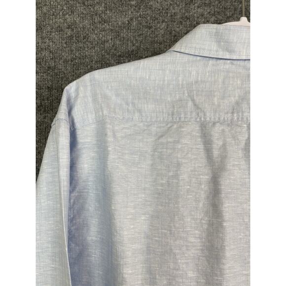 Ted Baker London Men's Size 5 (US XL) Linen Cotton Blend Pale Blue Long Sleeve - Picture 9 of 14